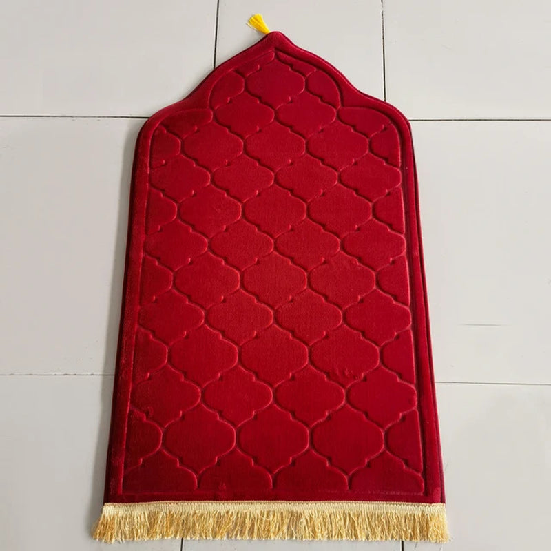 Flannel Prayer Mat Worship Blanket Worship Kneel Embossing Floor Carpets Non-Slip Soft Portable Travel Prayer Rug Ramadan Gift