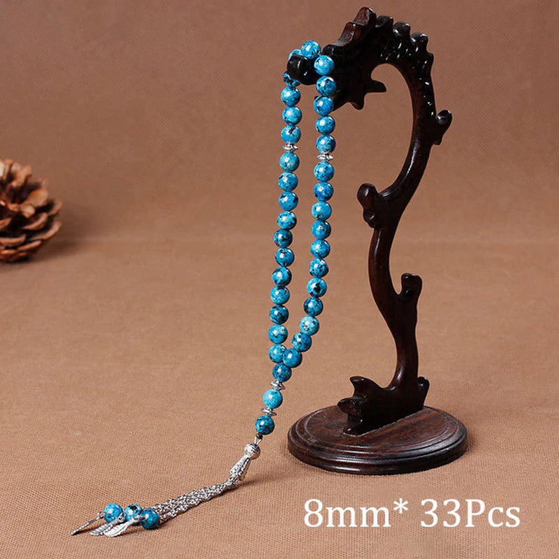 Islamic Tasbih Muslim Rosary Beads 33 Prayer Rosary for Men Bracelet for Men Accessory Natural Stone Agates Handmade Turkey