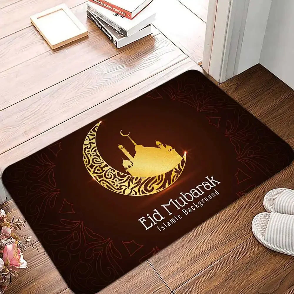 Islamic Festivals Ramadan Kareem Printed Entrance Doormat Anti-Slip Bedroom Hallway Balcony Floor Mat Carpet for Living Room