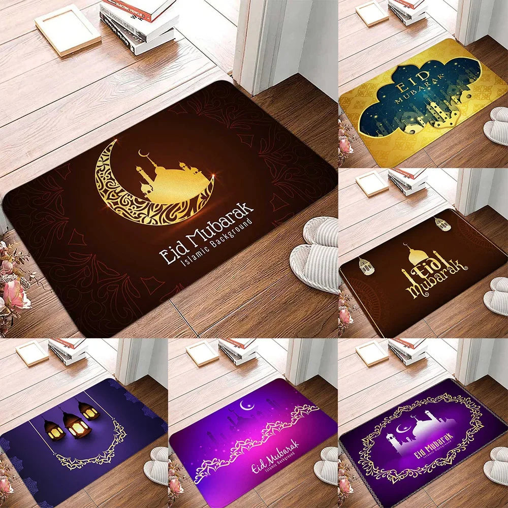Islamic Festivals Ramadan Kareem Printed Entrance Doormat Anti-Slip Bedroom Hallway Balcony Floor Mat Carpet for Living Room