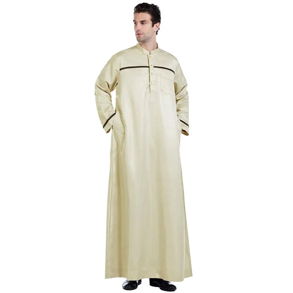 Ramadan Muslim Men Jubba Thobe Long Dress Islamic Clothes Prayer Abaya Robe Saudi Arabia Djellaba Kaftan Dubai Worship Service