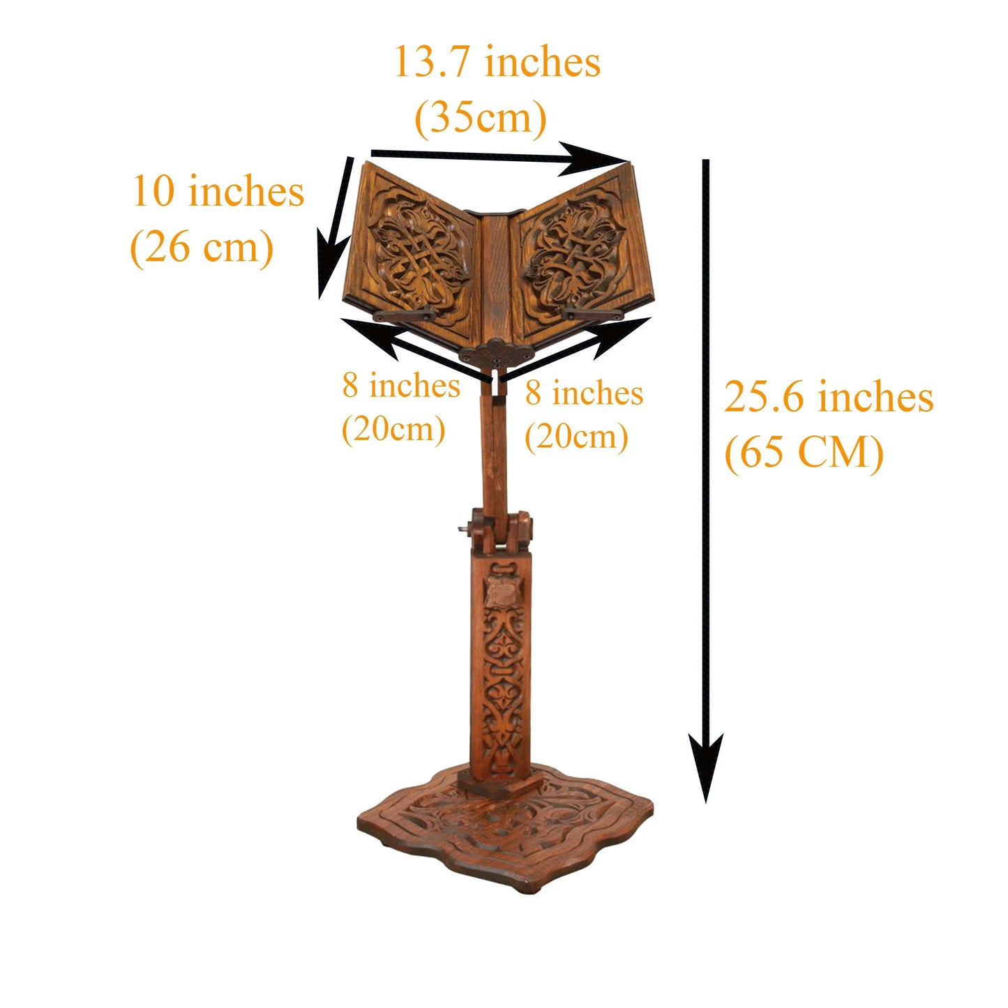 Wood Book Stand - Height Adjustable Large Book Display - Quran, Bible, Torah Holder Lectern - Prayer Book Holder - Thanksgiving Bible Gift D