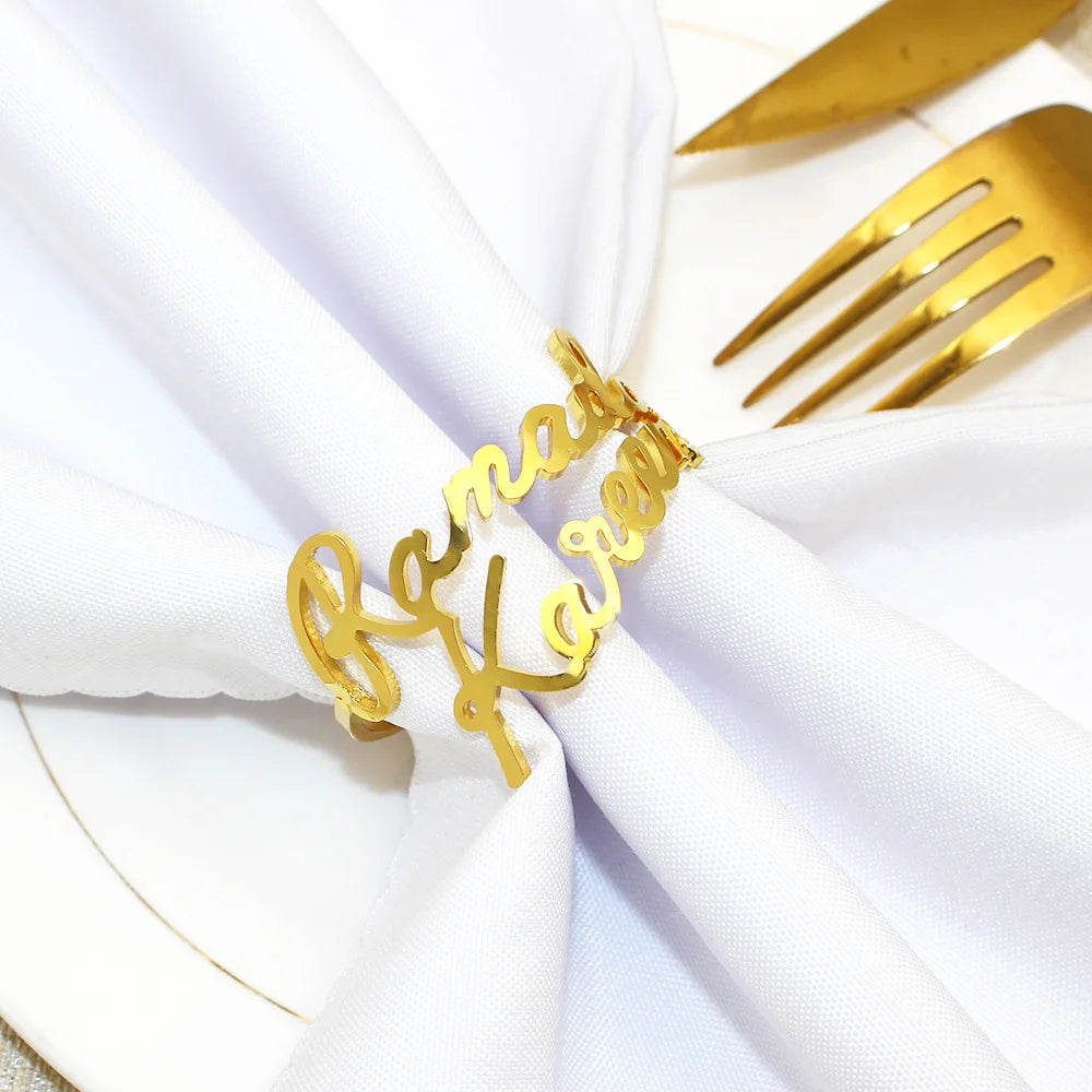 1PC Ramadan Napkin Rings Alloy Letter Moon Napkin Buckle Ramadan Decoration 2024 Eid Mubarak Dinner Gold Napkin Ring Table Decor