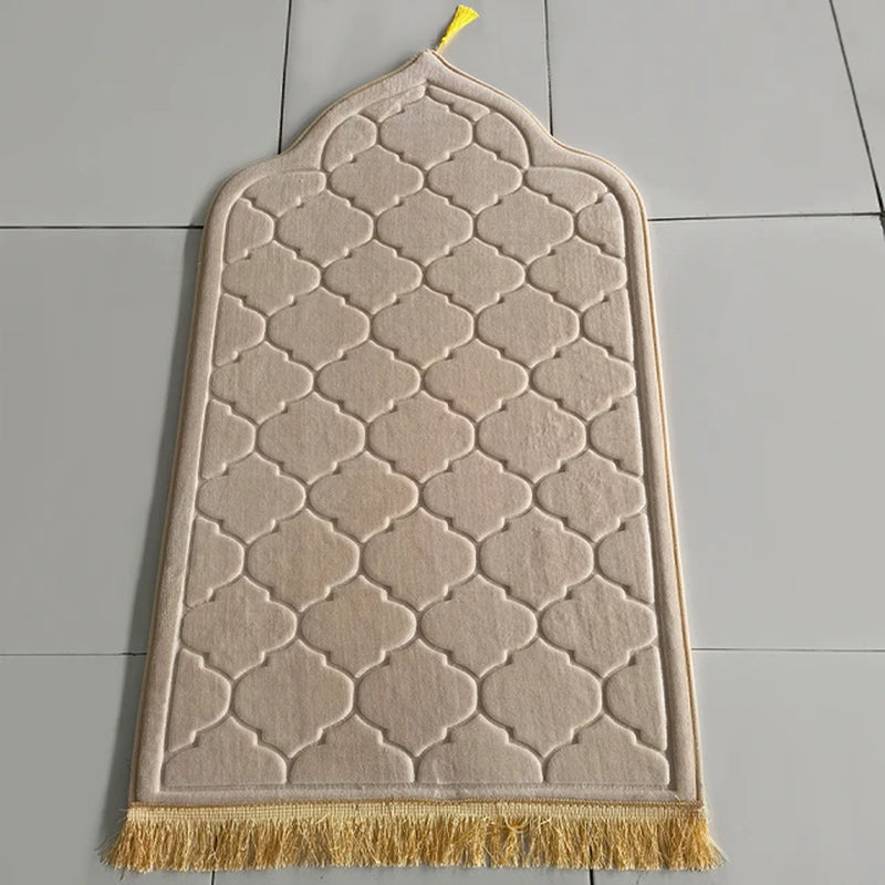 Flannel Prayer Mat Worship Blanket Worship Kneel Embossing Floor Carpets Non-Slip Soft Portable Travel Prayer Rug Ramadan Gift