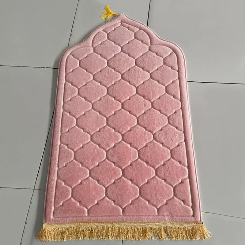 Flannel Prayer Mat Worship Blanket Worship Kneel Embossing Floor Carpets Non-Slip Soft Portable Travel Prayer Rug Ramadan Gift
