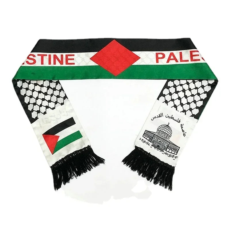 Palestine Scarf 130Cm * 14Cm Printed Satin Face National Day Flag Palace Map Scarf Shawl over $10 Free Shipping