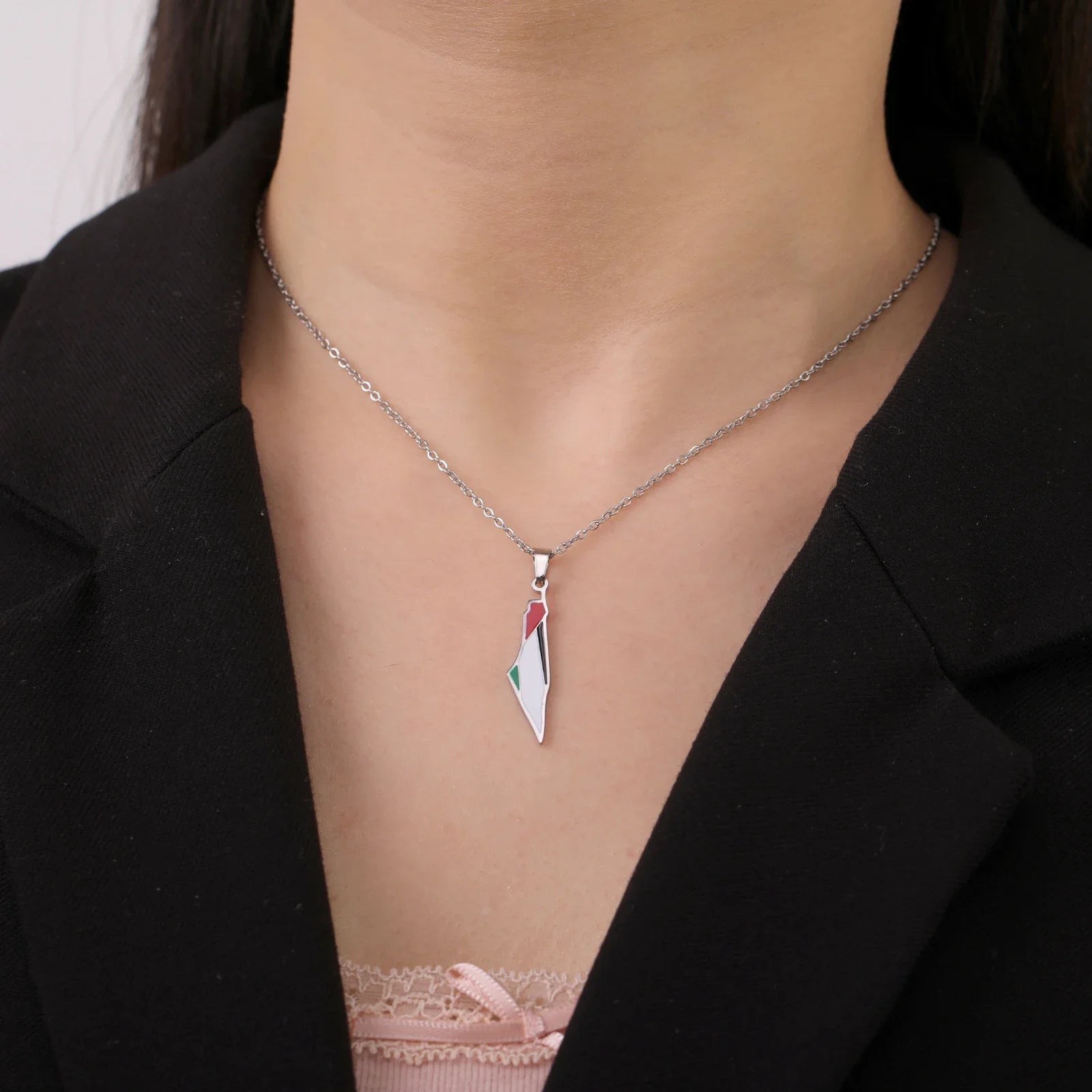 Stainless Steel Palestine Map Pendant Necklaces for Women Girls Jewelry Gold Color Choker Necklace Gift Wholesale 2024