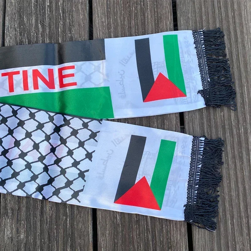 Palestine Scarf 130Cm * 14Cm Printed Satin Face National Day Flag Palace Map Scarf Shawl over $10 Free Shipping