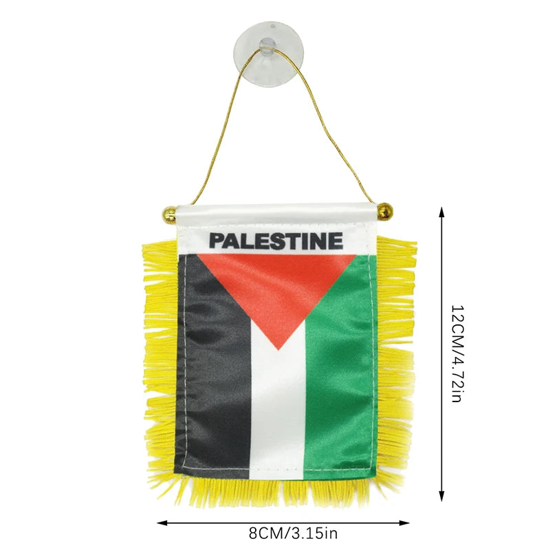 1Pcs Palestine Small Hanging Flag Double Sided Tassel with Sucking Disc Car Decoration Mini Pennant