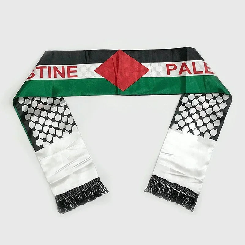 Palestine Scarf 130Cm * 14Cm Printed Satin Face National Day Flag Palace Map Scarf Shawl over $10 Free Shipping