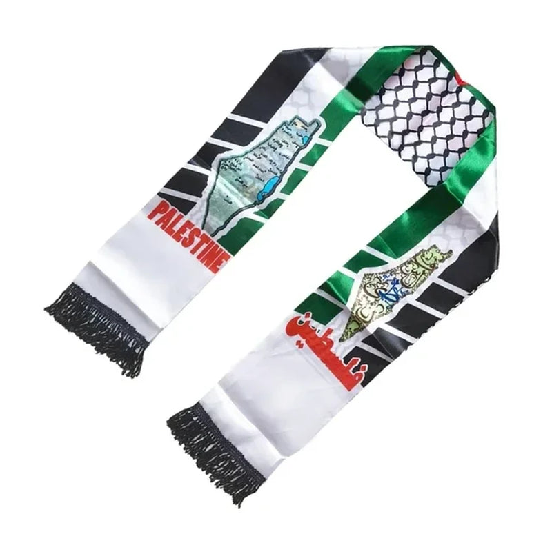 Palestine Scarf 130Cm * 14Cm Printed Satin Face National Day Flag Palace Map Scarf Shawl over $10 Free Shipping