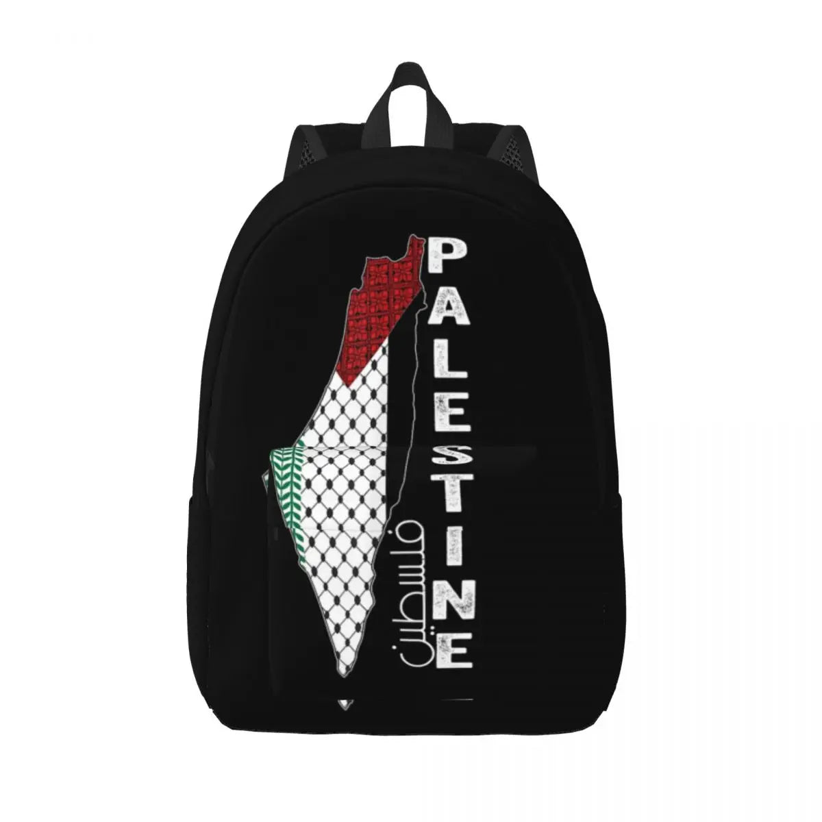 Palestinian Map Keffiyeh Thobe Pattern Backpack for Men Women Student Hiking Travel Daypack Palestine in Arabic Canvas Bags