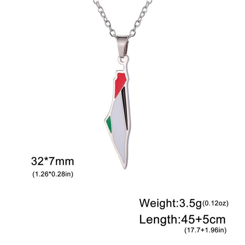 Stainless Steel Palestine Map Pendant Necklaces for Women Girls Jewelry Gold Color Choker Necklace Gift Wholesale 2024