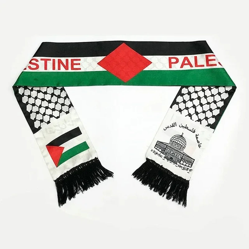 Palestine Scarf 130Cm * 14Cm Printed Satin Face National Day Flag Palace Map Scarf Shawl over $10 Free Shipping