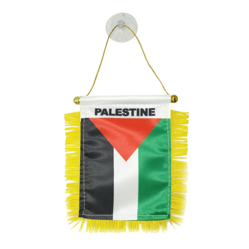 1Pcs Palestine Small Hanging Flag Double Sided Tassel with Sucking Disc Car Decoration Mini Pennant