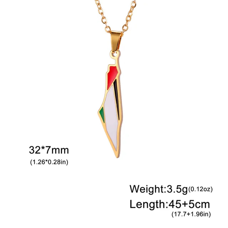 Stainless Steel Palestine Map Pendant Necklaces for Women Girls Jewelry Gold Color Choker Necklace Gift Wholesale 2024