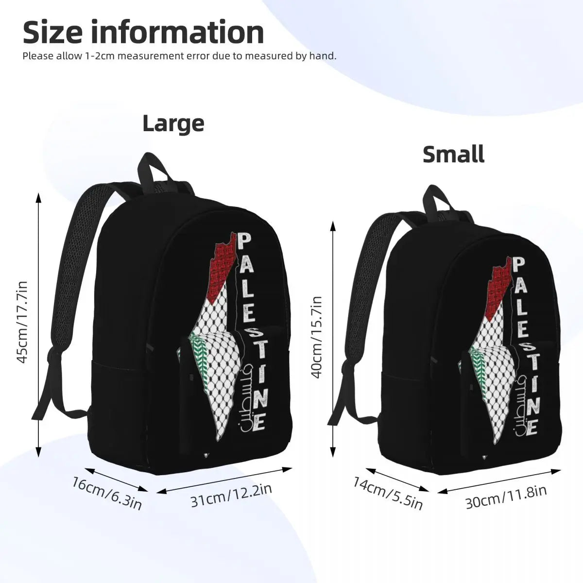 Palestinian Map Keffiyeh Thobe Pattern Backpack for Men Women Student Hiking Travel Daypack Palestine in Arabic Canvas Bags