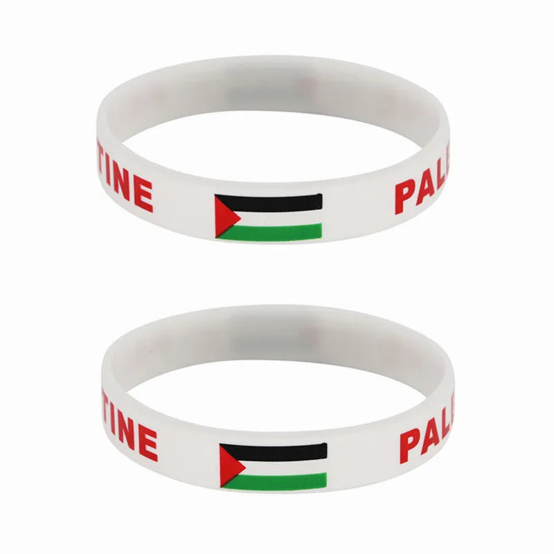 2Pcs Palestine Flag Silicone Bracelet Sports Game Wristbands National Wrist Strap for Men Women Rubber Band Fashion Accessories