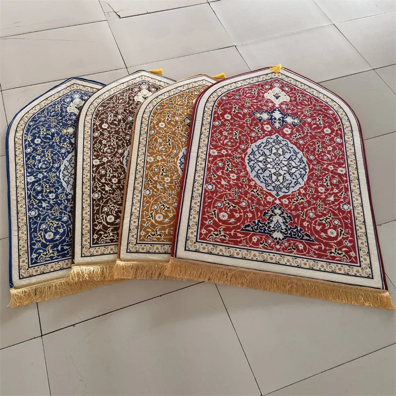 Bohemia Printed Prayer Mat for Muslim Ramadan Flannel Carpet Worship Kneel Embossing Non-Slip Travel Prayer Rug Ramadan Gift