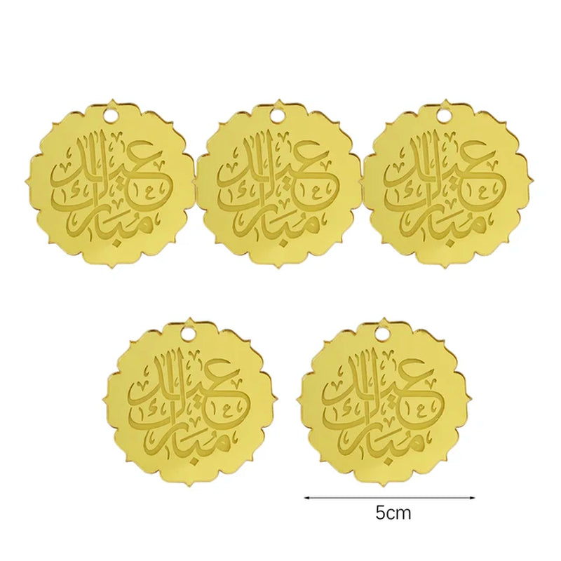 Eid Mubarak Acrylic Cake Toppers Golden Castle Moon Cupcake Topper for Ramadan Islamic Muslim Festival Party Cake DIY Decoration