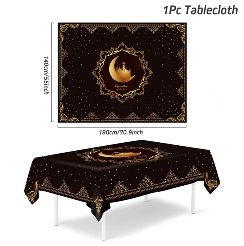 Eid Mubarak Tablecloth Table Cover Ramadan Decorations for Home 2024 Muslim Eid Mubarak Table Cloths Eid Mubarak Party Supplies