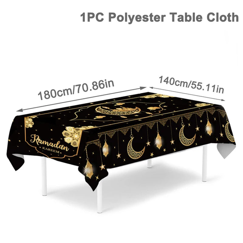 Eid Mubarak Tablecloth Table Cover Ramadan Decorations for Home 2024 Muslim Eid Mubarak Table Cloths Eid Mubarak Party Supplies