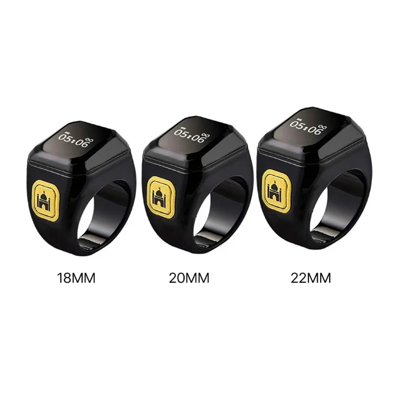 Stylish Prayer Time Display Rings for Muslims Tally Tasbeeh Counter 5 Prayer Time Reminder Bluetooth-Compatible