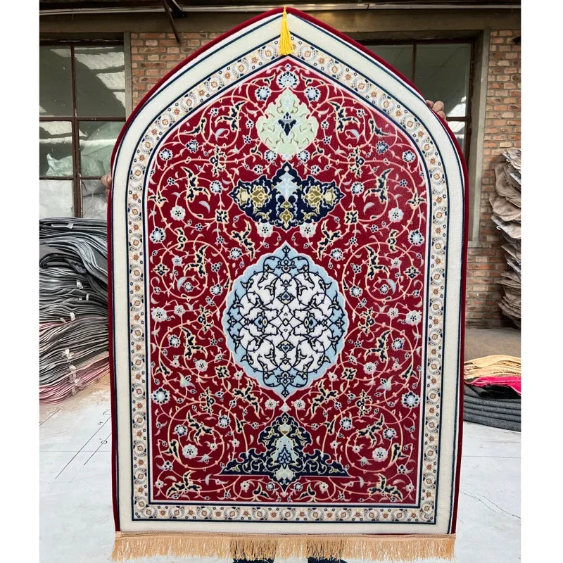 Bohemia Printed Prayer Mat for Muslim Ramadan Flannel Carpet Worship Kneel Embossing Non-Slip Travel Prayer Rug Ramadan Gift