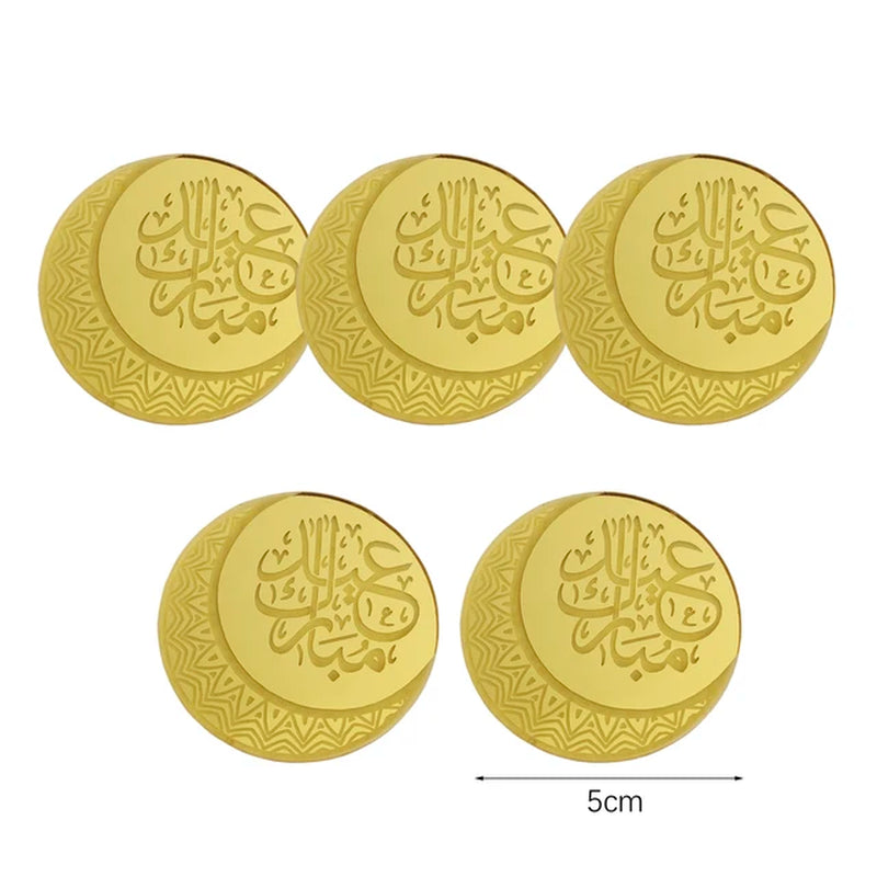 Eid Mubarak Acrylic Cake Toppers Golden Castle Moon Cupcake Topper for Ramadan Islamic Muslim Festival Party Cake DIY Decoration