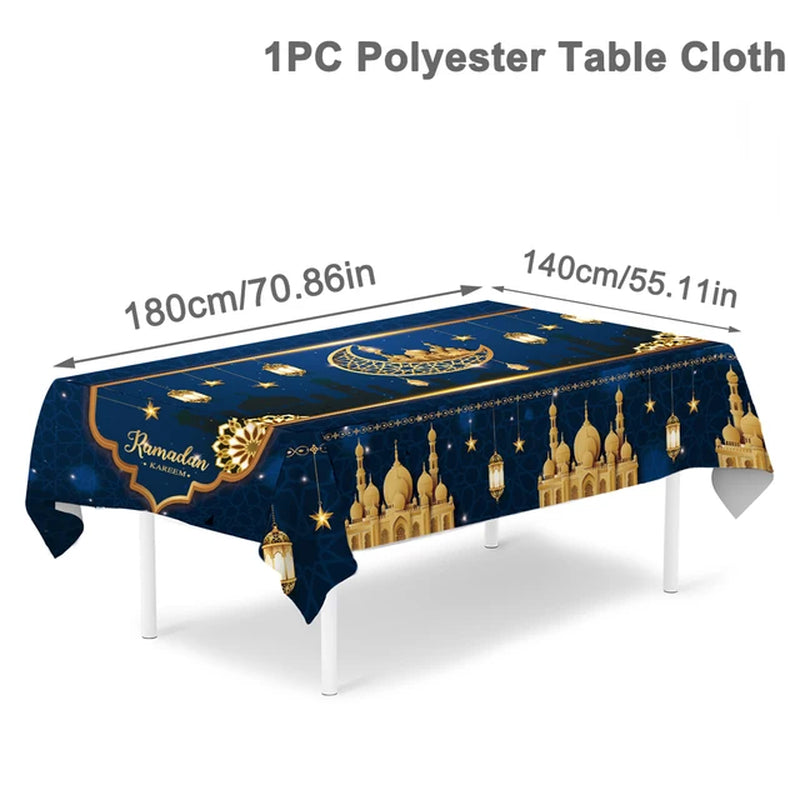 Eid Mubarak Tablecloth Table Cover Ramadan Decorations for Home 2024 Muslim Eid Mubarak Table Cloths Eid Mubarak Party Supplies