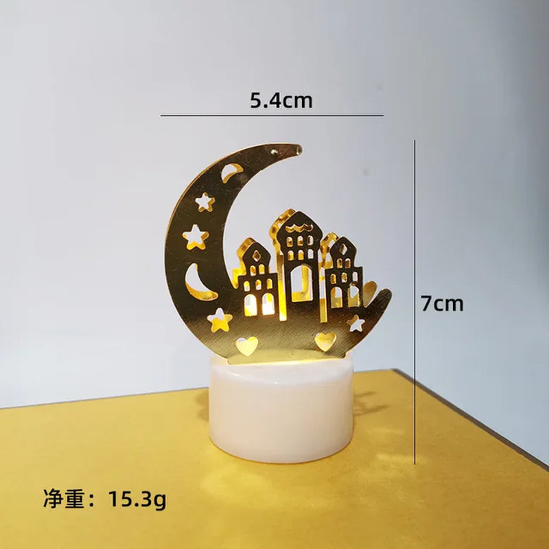 Muslim Ramadan Kareem Decoration Candle Led Lights Eid Mubarak for Home Eid Al-Fitr Aid Moubarak Party Lron Lamp String 2024