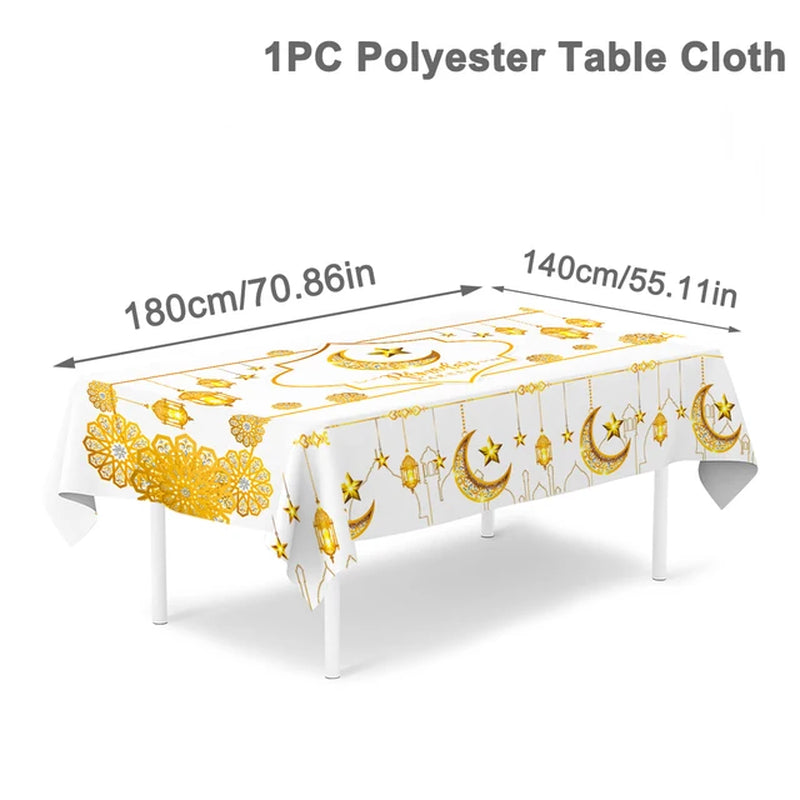 Eid Mubarak Tablecloth Table Cover Ramadan Decorations for Home 2024 Muslim Eid Mubarak Table Cloths Eid Mubarak Party Supplies