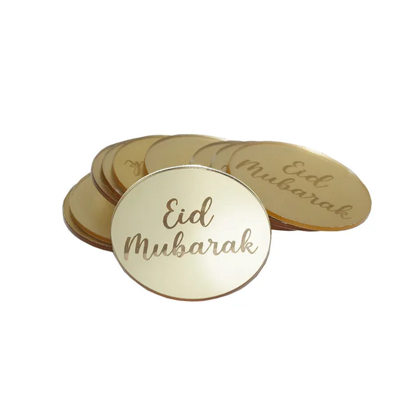 Eid Mubarak Acrylic Cake Toppers Golden Castle Moon Cupcake Topper for Ramadan Islamic Muslim Festival Party Cake DIY Decoration