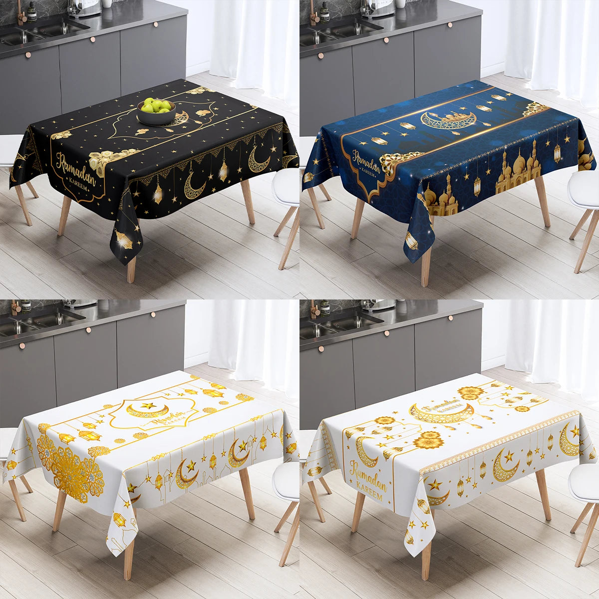 Eid Mubarak Tablecloth Table Cover Ramadan Decorations for Home 2024 Muslim Eid Mubarak Table Cloths Eid Mubarak Party Supplies