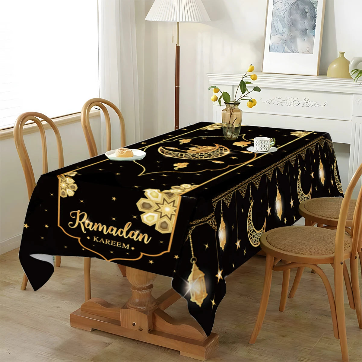 Eid Mubarak Tablecloth Table Cover Ramadan Decorations for Home 2024 Muslim Eid Mubarak Table Cloths Eid Mubarak Party Supplies