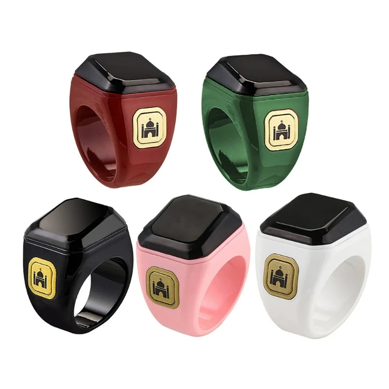 Stylish Prayer Time Display Rings for Muslims Tally Tasbeeh Counter 5 Prayer Time Reminder Bluetooth-Compatible