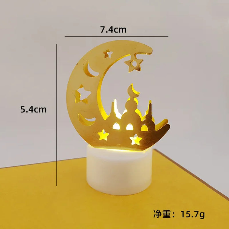 Muslim Ramadan Kareem Decoration Candle Led Lights Eid Mubarak for Home Eid Al-Fitr Aid Moubarak Party Lron Lamp String 2024