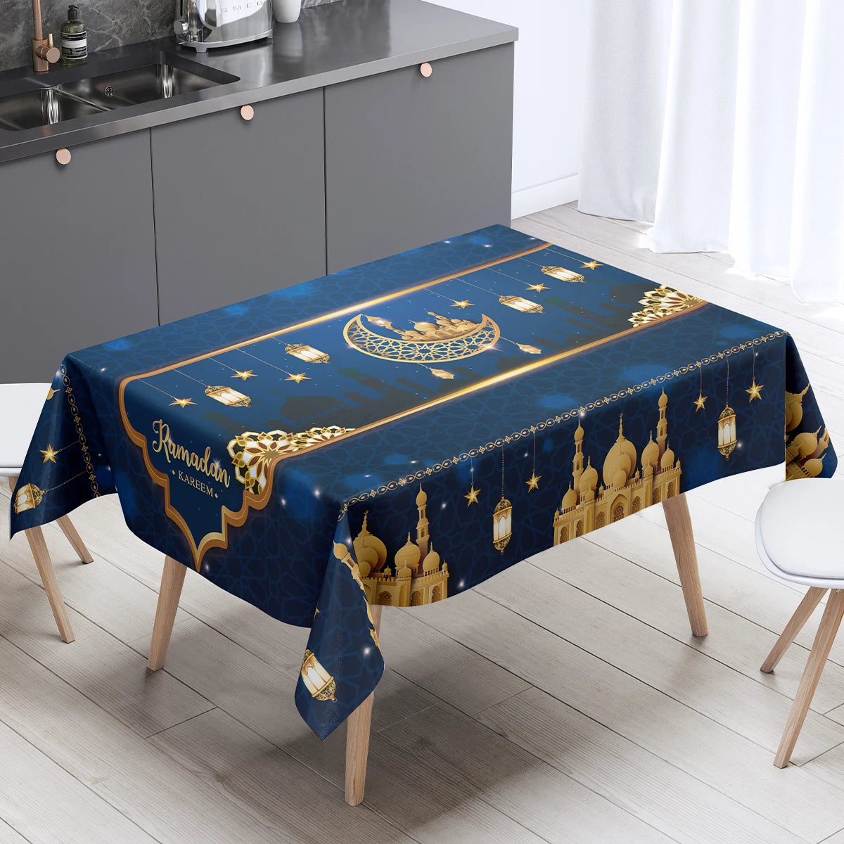 Eid Mubarak Tablecloth Table Cover Ramadan Decorations for Home 2024 Muslim Eid Mubarak Table Cloths Eid Mubarak Party Supplies