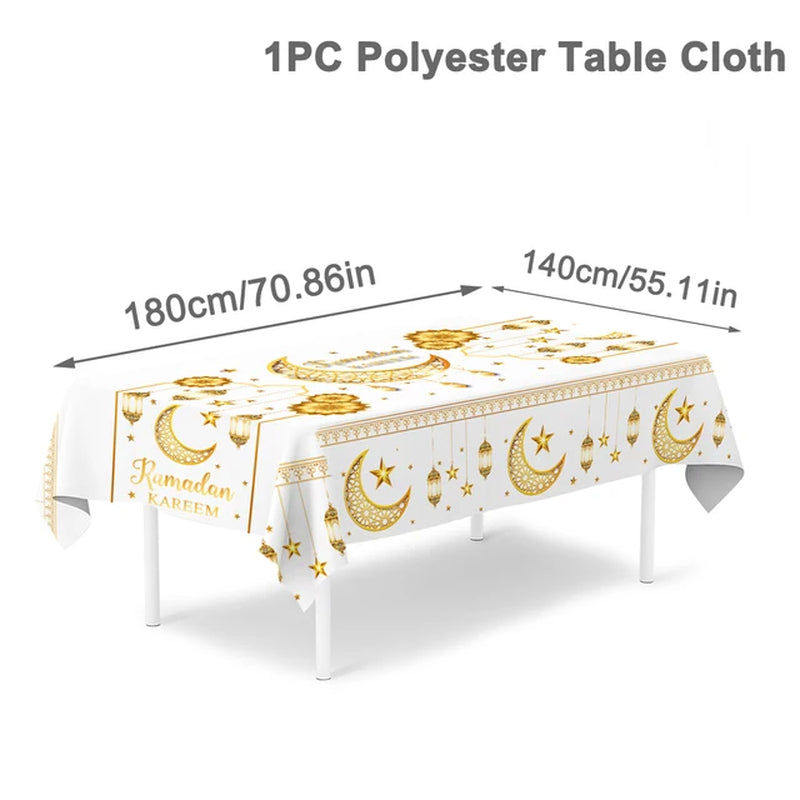 Eid Mubarak Tablecloth Table Cover Ramadan Decorations for Home 2024 Muslim Eid Mubarak Table Cloths Eid Mubarak Party Supplies