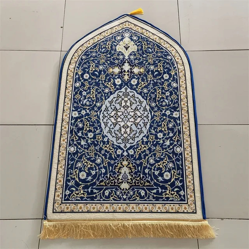 Bohemia Printed Prayer Mat for Muslim Ramadan Flannel Carpet Worship Kneel Embossing Non-Slip Travel Prayer Rug Ramadan Gift