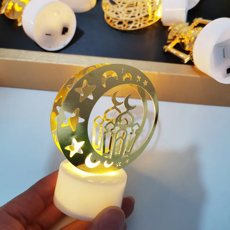 Muslim Ramadan Kareem Decoration Candle Led Lights Eid Mubarak for Home Eid Al-Fitr Aid Moubarak Party Lron Lamp String 2024