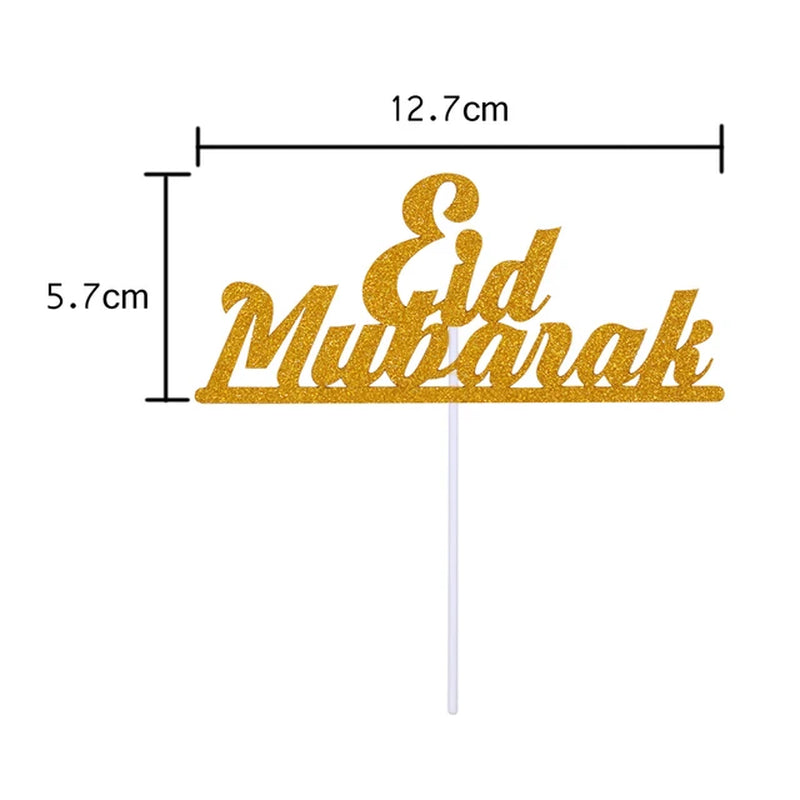 Eid Mubarak Acrylic Cake Toppers Golden Castle Moon Cupcake Topper for Ramadan Islamic Muslim Festival Party Cake DIY Decoration