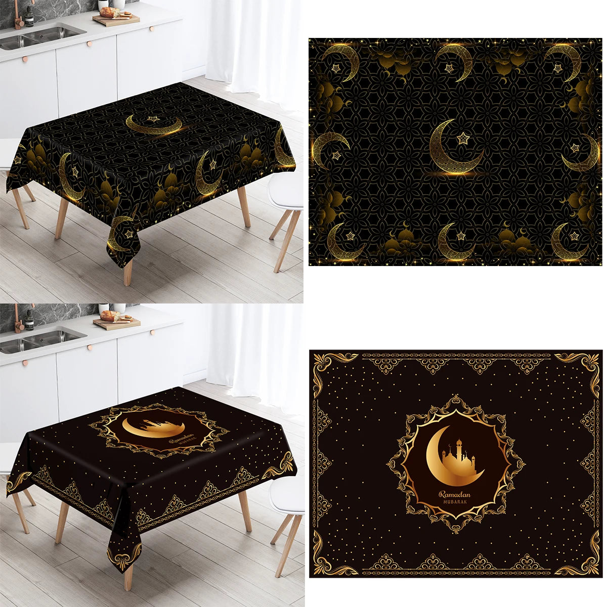 Eid Mubarak Tablecloth Table Cover Ramadan Decorations for Home 2024 Muslim Eid Mubarak Table Cloths Eid Mubarak Party Supplies